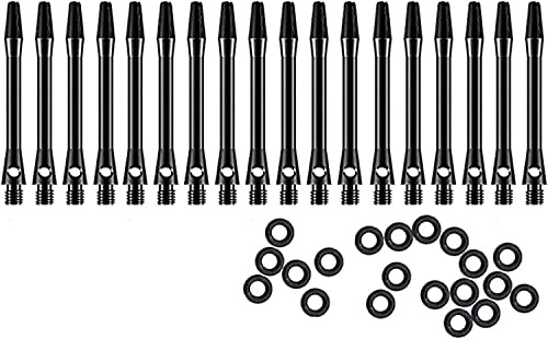 HERZWILD 18pcs Dart shafts schwarz blau Dartpfeil-Schäfte Dart gummring (Short Black shafts)