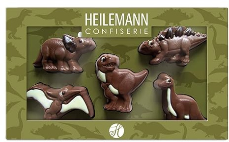 Heilemann Schokoladen-Figuren Themenpackung, Geschenkpackung Edelvollmilch, 100 g (Dinosaurier)