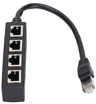 ASHATA Adaptateur Répartiteur RJ45, Répartiteur Ethernet 1 à 4 Adaptateur Réseau Répartiteur LAN Cat 7 Câble Adaptateur de Connecteur de Prise Ethernet