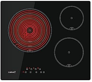 Cata Placa Vitrocerámica TT 6003 con 3 Zonas de Cocción High Light. 9 Niveles de Potencia Regulables. Ancho de 59cm. Potencia Total 5,7 kw. Acabado en Color Negro.