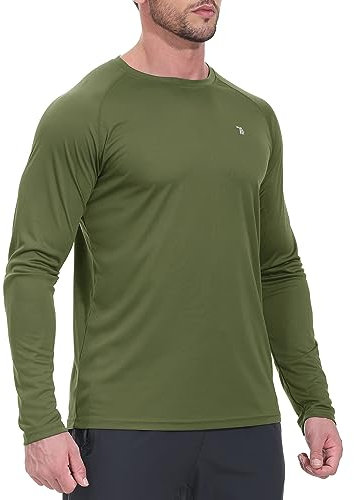 YSENTO Herren Rashguard UPF 50+ UV Schutz Shirt Schnell trocknen Leichter Sonnenschutz Langarm Funktions Schwimmshirt(Grün,XXL)