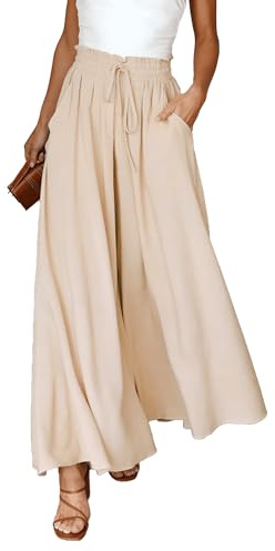 RoomTour Mujeres Pantalones de Pierna Ancha Cintura Alta Pantalones Casual con Bolsillos