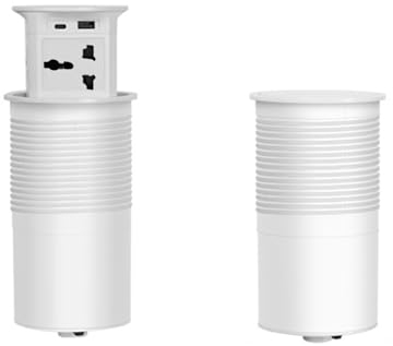 Pneumatiskt pop-up-uttag, inbyggd USB-trådlös laddning, Power Strip Köks pop-up-strömförsörjning, vattentät stänkdesign,White-C