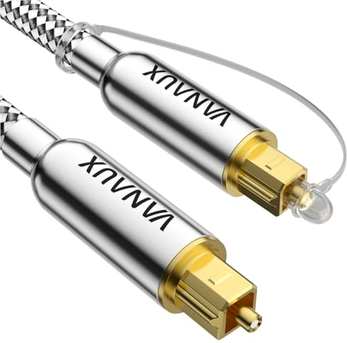 VANAUX Digital Optical Audio Cable 6FT (24K Gold Plated Connectors, Aluminum Alloy Shell,Braided Jacket) S/PDIF Toslink Cable Fiber Optic Cable for Home Theater, Soundbars, Gaming Consoles