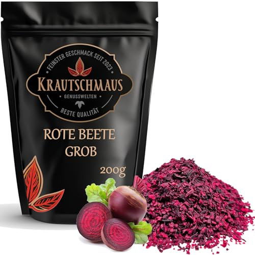 200g Rote Beete Flakes von Krautschmaus, zum Würzen, Kochen und Färben von Speisen, schonend getrocknet und geschnitten, intensive Farbe, ohne Zusatzstoffe