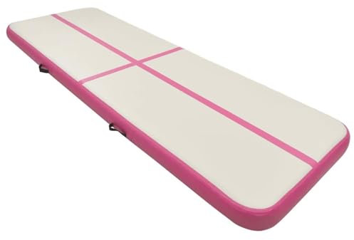 Brokky Inflatable Gymnastics Mat with Pump 500x100x15 cm PVC Pink-inflatable Gymnastics Tumble Track Gym Mat for Home Use,Training,Cheerleading,Yoga,Water Fun