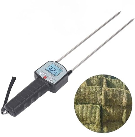 Mise à Niveau du Testeur d'humidité du Foin TK100H, Humidimètre Portatif de Foin avec le Sac, Testeur Précis d'humidité du Foin avec Sonde pour Paille de Céréales, Plage 0-80%