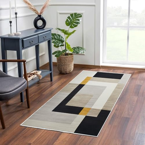 MOONLIGHT20015 Rugs Living Room – Small Bedside Area Rugs for Bedroom 40x60cm – Door Mat for Entryway Geometric Style Modern Rug, Milo