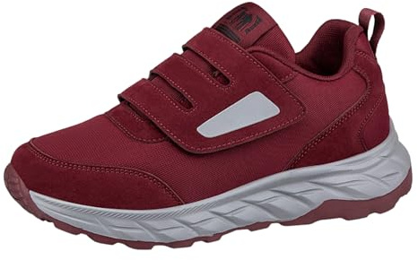 ZVJV Diabetiska skor för kvinnor, ortopediska herrskor, skor utan skosnören, breda växtskor för män, breda växtskor, bekväma herrskor, vinter herrsneakers, remskor för män, Röd, 40 EU