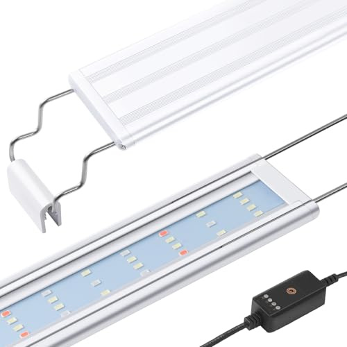 FEDOUR Luz Acuario LED de Espectro Completo - 30cm 40cm Luces Clásica para Peceras con LED RGB, con Temporizador y Soportes Extensibles Estables