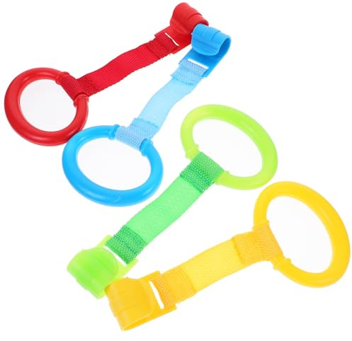 HONITANO Steh Zugring Für Babys 8 Stück Bunter Kleiner Krippen Handziehring Aus Langlebigem Kunststoff Lernhilfe Zum Gehen Und Stehen Für Kleinkinder Motorisches Spielzeug Und Bettzubehör