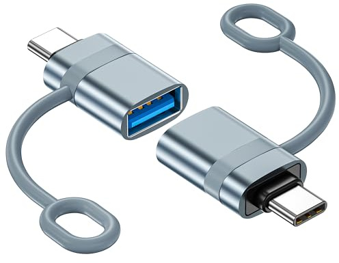Adaptador USB a Tipo C 2 Pack, 10Gbps Conversor USB C OTG, USB C Macho a USB 3.2 Hembra Adaptador Compatible con iPhone 17 16 15 Pro MAX, Galaxy S25/S24, MacBook, iPad, iMac, Surface, Portátil Tableta