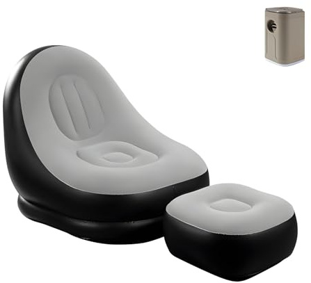 MARCBUSE Sofá transportable lleno de aire con ventilador de radio integrado para un inflado fácil y rápido, tres mil mochileros, descanso en la playa y calidez, ayuda ergonómica por lo tanto sofá