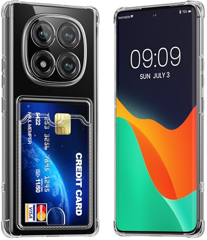 kwmobile Fodral med korthållare kompatibel med Xiaomi Redmi Note 15 4G/Redmi Note 15 5G/Poco M8 5G – telefonfodral med kortplats, mjukt fodral, transparent skyddsfodral