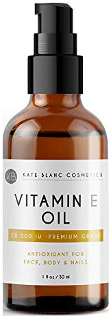 Kate Blanc Cosmetics Vitamin E Oil by Kate Blanc. Moisturizes Face and Skin. 100% Pure, Extra Strength. 28,000 IU, Premium Grade, Antioxidants. Reduce Appearance of Scars, Wrinkles, Dark Spots. (1 oz)