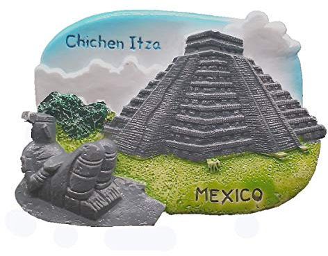 Imán de nevera 3D con diseño de pirámide de Chichén Itza Mayas Ruinas México, colección de regalo de recuerdo para el hogar y la cocina, pegatina magnética para manualidades, imán para nevera de