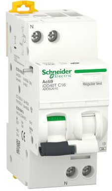Schneider Electric - Acti9 iDD40T - disjoncteur différentiel - 1P+N C 16A 4500A/6kA 30mA type A SI - A9DB2616