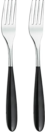 Rockingham Forge - Forchetta da dessert, in acciaio INOX 18/10, colore: Nero/Bianco, Acciaio Inox 18/10, Nero, Set da 2