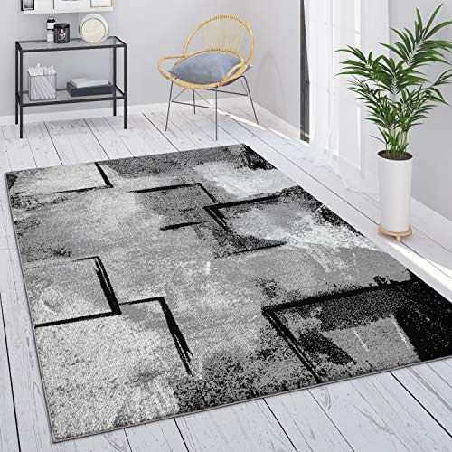 Paco Home Teppich Wohnzimmer Vintage Kurzflor Schlafzimmer Geometrisches Design Modern, Grösse:120x170 cm, Farbe:Grau 7