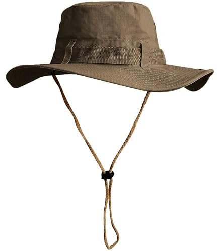 Sombrero del Pescador Plegable para Hombre Mujer, Gorro de Protección Solar UPF 50 de ala Ancha, Sombrero de Pesca Impermeable para Verano, Aires Libre, Caza, Camping Safari (Marrón)