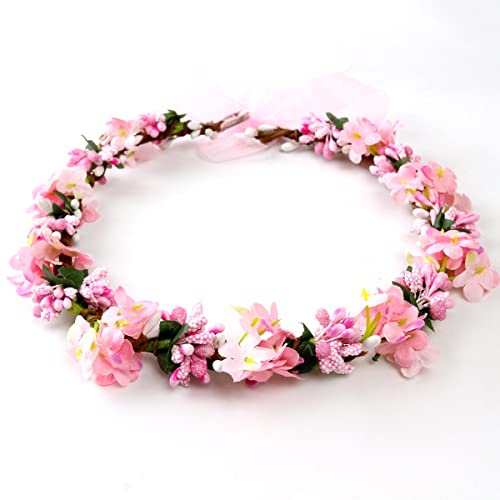 Accessori per Capelli Sposa Rosa, Corona di Fiori Capelli Bambini, Corona di Fiori Fascia per Capelli Simulazione Ghirlanda di Fiori per la Sposa Fotografia Festival di Nozze Beige