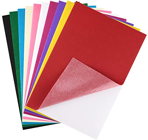 CHRORINE 10 Pcs Felt Fabric Sheets Self Adhesive Felt Sheets 8 x 12 Inches Felt Paper for DIY Art and Craft Supplies