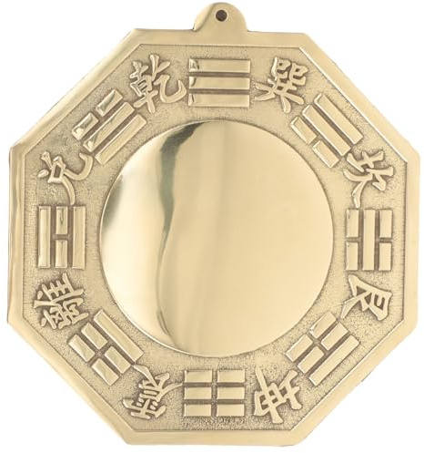 Yardwe Bagua-Spiegel Aus Reinem Kupfer Mit Konvexem Design, Feng Shui Türdekoration Zum Schutz Vor Negativer Energie, 16 cm Goldener Wandspiegel Für Zuhause Und Büro