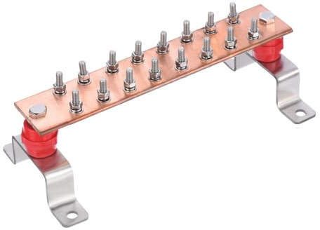QUARKZMAN 1 Set di Barra di Terra in Rame da 10 x 2 x 1/5 Montata a Parete con 16 Posizioni Terminali - Kit Barra di Terra