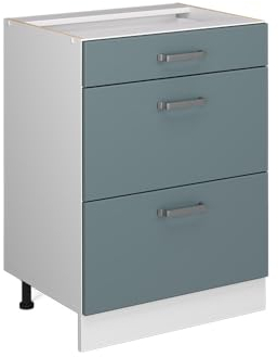 Vicco Mueble bajo de Cocina R-Line, Gris Azulado/Blanco, 60 cm con cajones, sin encimera