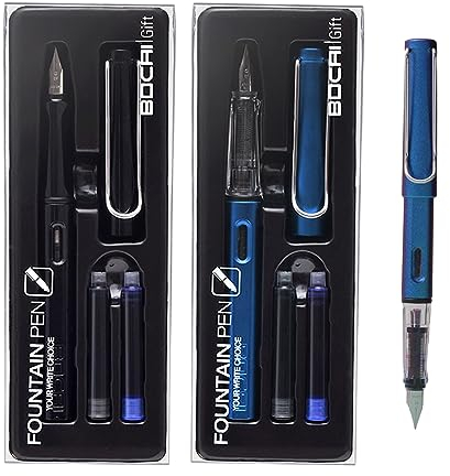 Minging Füllhalter aus robustem, 2 Füllfederhalter Set Enthält 4 Tintenpatronen Und 2 Tintennachfüllkonverter Ergonomischer Griff Füllhalter,Geeignet für Patronen mit Einer Öffnung von 3,4 mm