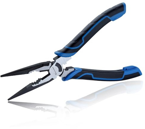 SPEEDWOX Pince à outils multifonction de 20,3 cm - Pince à long bec avec coupe-fil et pince à sertir - Mâchoires dentelées - Pince coupante à long bec - Pince d'électricien multifonction robuste
