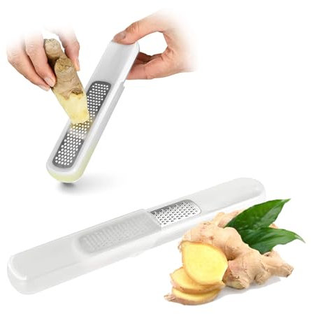 Avilia Grattugia 2 in 1 con Filtro Integrato per Zenzero o Limone - Ideale per Creare Infusi o Cocktail - Lame Resistenti in Acciaio Inox Ottime Per una Grattugia Extra Fine - Facile da Pulire