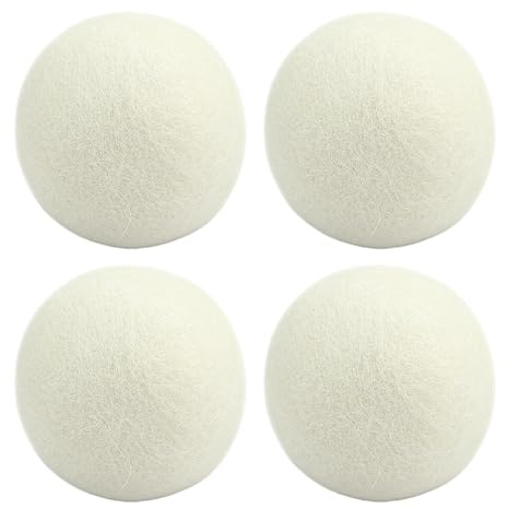 Uhngw Palline per ammorbidente, Palline per asciugatrice in lana per bucato,Palline ammorbidenti riutilizzabili | 4 palline riutilizzabili per ammorbidente in tessuto naturale, kit per lavaggio a