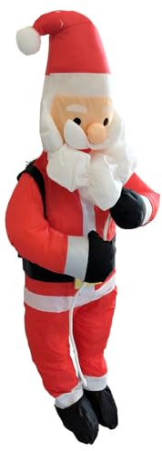 Acan Tradineur - Muñeco de Papa Noel bajando en Cuerda para Navidad - Fabricado en Poliéster y algodón - Artículo para decoración navideña - Altura Aprox.: 90 cm