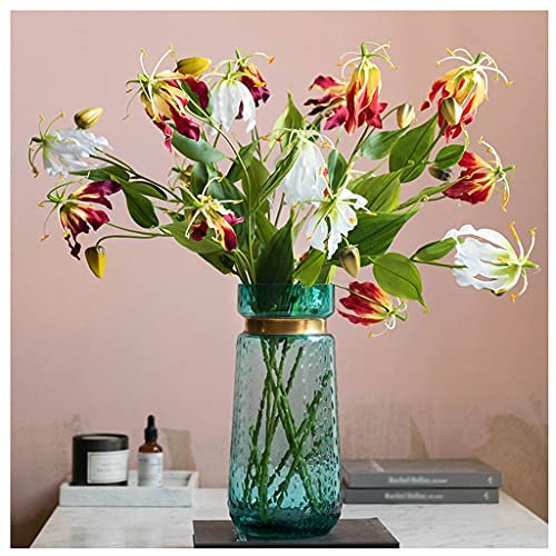 Künstliche Blumen, künstlicher Lilienstrauß, Wohnzimmer, Esstisch, künstliche Blumen-Set, Seidenblumen-Arrangement, Hotel-Innenraum, weiches Outfit, Büro, Party, Kunst, Hallendekoration, künstliche