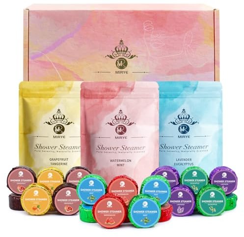 Shower Steamers Aromatherapie, Geschenke für Frauen Männer, Shower supplement Für Frauen, 24 Stück mit 6 Düften, Geburtstagsgeschenk für Freundin Mama, Home Spa Self Care Relaxation Valentine's Gift