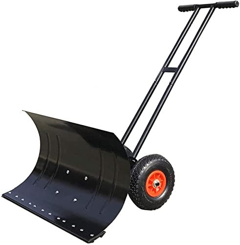 Snöplog snöborttagningsspade, snöskjutare effektiv snöpusher med halkfria hjul och justerbart handtag, rullande snöplog för uppfart, dörröppning, snöborttagningsverktyg, snöskyffel