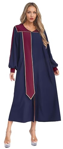 CHICTRY Unisex Adult Church Choir Gown Confirmation Roman Robe Clergy Liturgical Costume Graduation Gown NavyBlue S