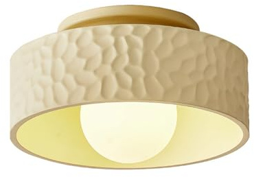 Lámpara de Techo de Resina de Crema Nórdica, Moderna Luz de Techo de Montaje Semi-Flush, Iluminación de Techo Base G9 Cerca de Las Luminarias de Techo para Guardarropa Cocina Porche Pasillo Entrada R