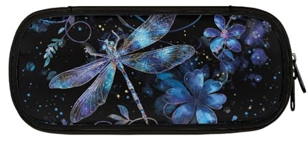 LWLFC Federmäppchen Große Kapazität Schwarze Dragonfly Mäppchen Jungen Federtasche Federmappe,Stiftemäppchen, Make-Up Tasche für Schule & Büro Damen Mädchen