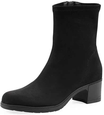 Cliffs by White Mountain Women's Huda Cushioned Block Heel Bootie, Black/Fabric, 8 M