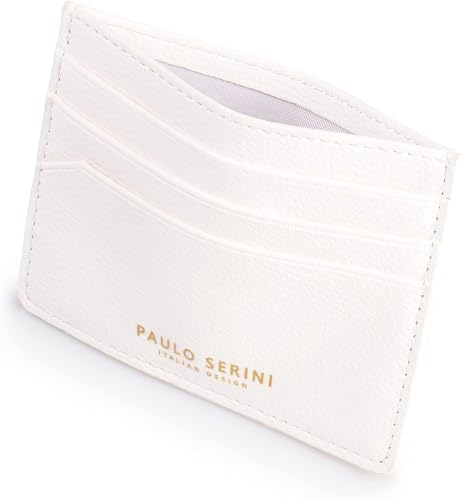 PAULO SERINI® Kartenetui Damen | Card Holder Kartenhalter Frauen mit 6 Kartenfächer & Fach für Geldscheine Münzen | Kreditkartenetui Geldbörse aus veganem Leder | Cloud White mit Flowerprint