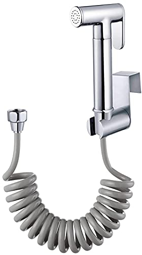 Pulvérisateur à main en acier inoxydable - avec crochet de réservoir d'eau et tuyau de douche flexible télescopique en ABS de 150 cm pour plomberietoilettes, bidet pistolet de pulvérisation