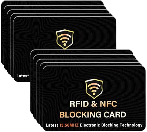 SAITECH IT RFID Blocking Card, 10 Pack Premium Contactless NFC Debit Credit Cards Passport Shield Protector Blocker Set for Men & Women, Smart Slim Design Perfect for Wallet/Purse - Black