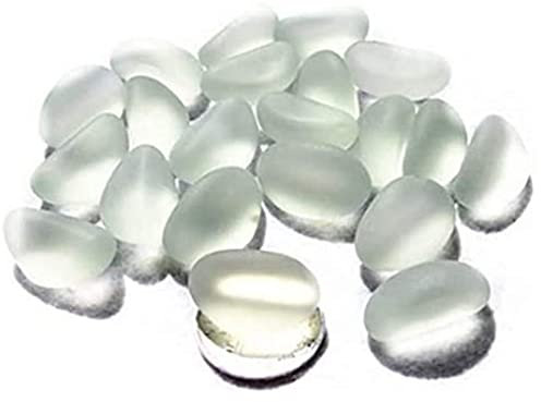 GIVBRO Galets décoratifs en granules de gravier de rivière, mini pierres en verre pour décoration de paysage, jardin, aquarium, blanc, 500 g