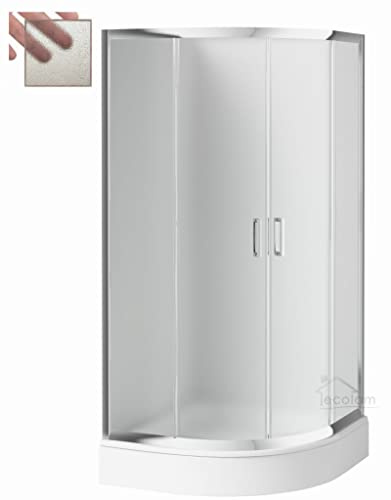 ECOLAM® Duschkabine Dusche Viertelkreis 80x80 x 170 cm R55 Echtglas ESG Strukturglas