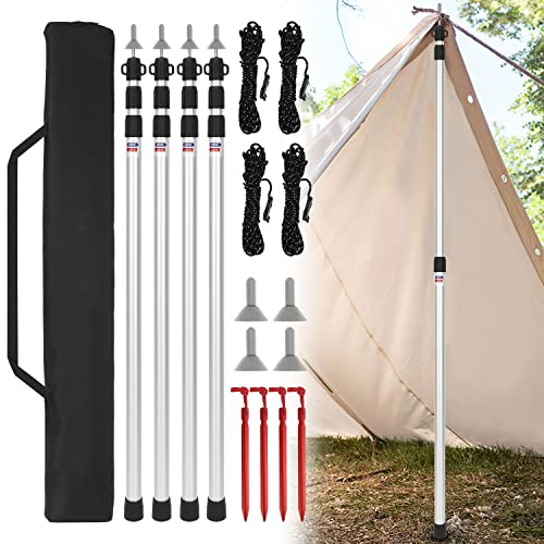 Daromigo 4er Set Teleskopstange Aluminium Verstellbares Teleskop 90-230 cm Zelt-Teleskopstangen Zeltstangen mit Aufbewahrungstasche für Vorzelt Wohnwagen Camping Planen