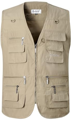 Luckyone Chaleco de verano para hombre al aire libre con muchos bolsillos para perros multifunción para caza, pesca, camping, fotografía, senderismo, chaqueta sin mangas