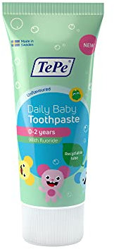 TePe Daily Baby Zahnpasta, geschmacksneutral, 0-6 Jahre, sanfte Fluoridzahnpasta für Babys zur Vorbeugung von Karies, altersgerechter Fluoridgehalt