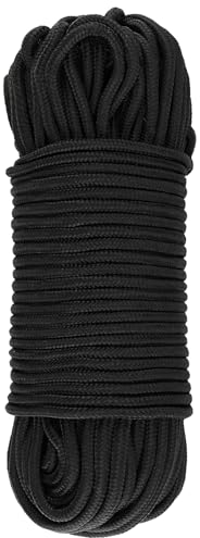 CHUEHKAK Corde Bateau, Paracorde 50 m x 6 mm - Corde en Nylon Noir épaisse - Corde d'extérieur en Nylon indéchirable - pour Le Jardin, Le Camping en Plein air